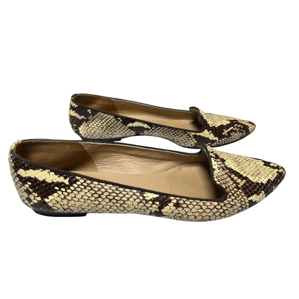 Italian Snakeskin Pointed Toe Loafers Leather Flats Mercanti Fiorentini 8